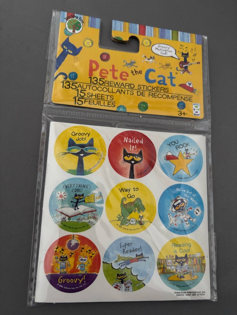 New - Pete The Cat Sticker Reward Set - (135) Stickers - Reading Groovy Learning